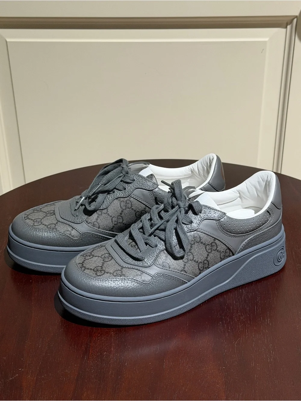 Gucci Gray GG Monogram Low-Top Sneakers